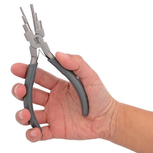 The Beadsmith Wire Looping Pliers | Create 6 Sizes (Ranging 2-9mm) of Loops & Jump Rings, 5.5" long (140mm), Polished Steel Head & PVC Comfort Handle - size: 2-9mm Wire Looping Pliers