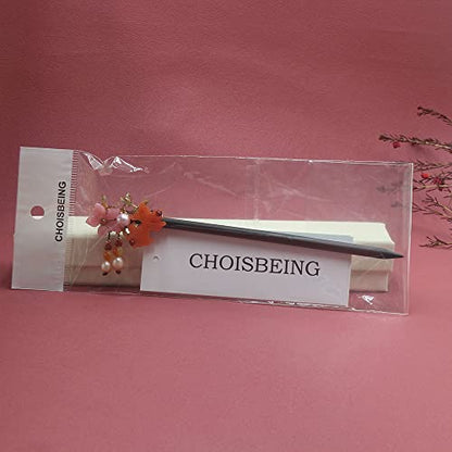 Wooden Hair Pins 7.08" Chinese Goldfish Flower Hair Sticks For Long Hair Buns for Women - color: B