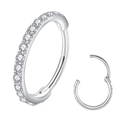 Clear CZ Nose Rings & Earrings - 316L Surgical Steel - Cartilage, Conch, Daith, Helix, Rook, Tragus, Lobe & Snug Body Piercing Jewelry - 20G, 18G - color: Silver, size: 1pc 20 Gauge 6mm