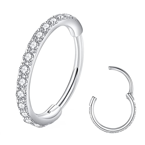 Clear CZ Nose Rings & Earrings - 316L Surgical Steel - Cartilage, Conch, Daith, Helix, Rook, Tragus, Lobe & Snug Body Piercing Jewelry - 20G, 18G - color: Silver, size: 1pc 20 Gauge 9mm