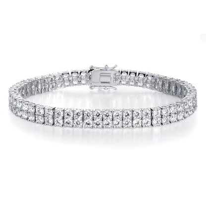 TIKJE 1-3 Row Cubic Zirconias Tennis Bracelet | 3.0mm White Gold Bracelets for Women Jewelry Gift| Size 7-7.5 inches - style: 2 Row, 7.5 inch