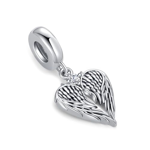 TCHYUN Spread Angle Wings Dangle Charm 12 Birthstone Bead for Pandora Bracelet Women Gift - style: Apr