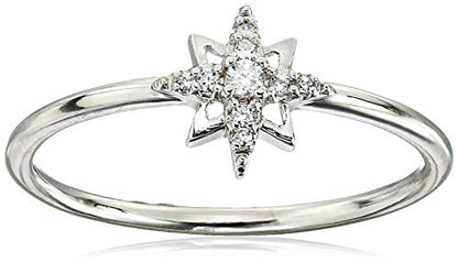 Amazon Essentials Cubic Zirconia North Star Dainty Demi Fine Ring in Sterling Silver - color: Silver, size: 8