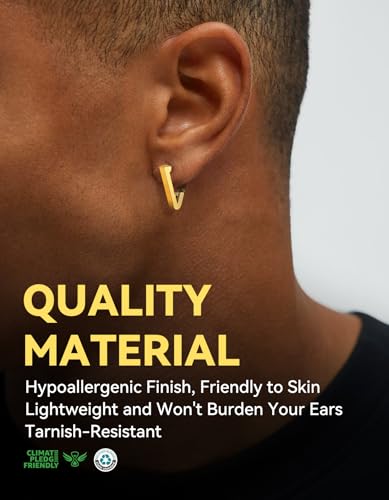 ChainsHouse Stud Earrings for Men Women,316L Stainless Steel/14K Gold/Black Plated Metal, Punk Hypoallergenic Surgical Huggie Hoop Earrings Mens Jewelry Piercing Hoop Earrings - style: A: Gold-Triangle(1 Pair)