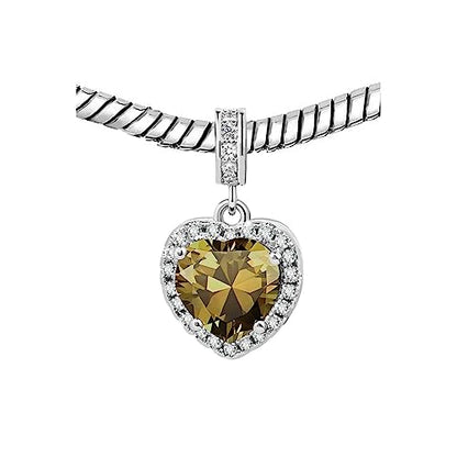 KunBead Dangle January-December Birthstone Love Heart Birthday Charms Compatible with Pandora Charm Bracelet Necklace - color: August
