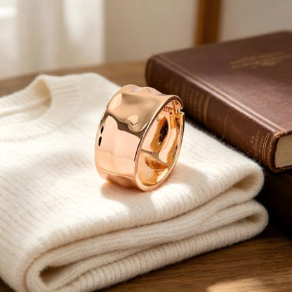 Exquisite and Stylish Gold Bracelet, Fashion Jewelry, Women's Gold Accessories – Ideal Gift for Mom, Wife or Girlfriend - style: Hammered Wide Cuff Bracelet