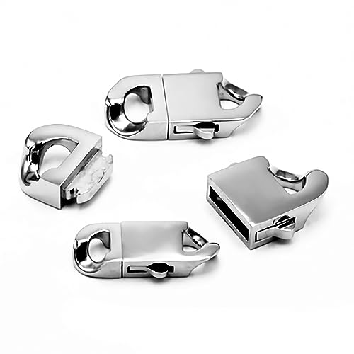 2 Sets Stainless Steel Spring Clasps Cuban Link Clasp for Chain Bracelet and Necklace Buckle Jewelry Making Supplies (9mm Wide, Mirror Steel) - size: 9mm Wide