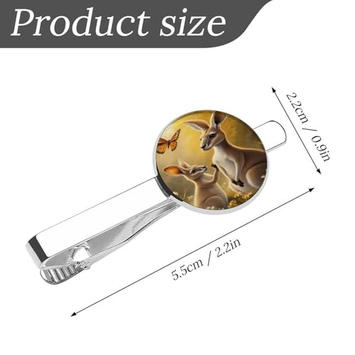 Tie Clip for Men, Tie Bar Cufflinks Set, Copper Necktie Clip And Shirt Cuff Links for Business Wedding Gift - color: Kangaroo Butterfly Garden