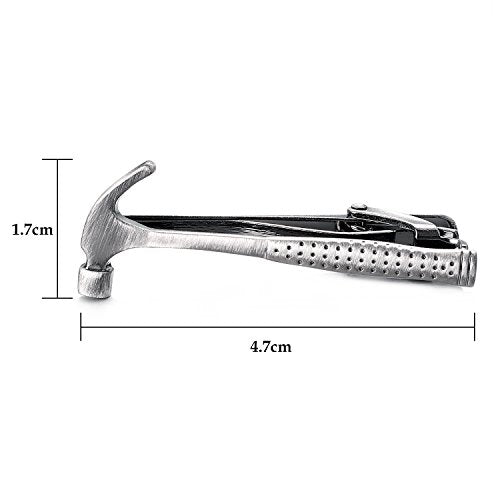 Yoursfs Electrician Tie Bar For Men Cool Tool Tie Clip 316L Stainless Steel Silver Nail Novelty Construction Tie Clips Jewelry - style: Hammer Tie Clips