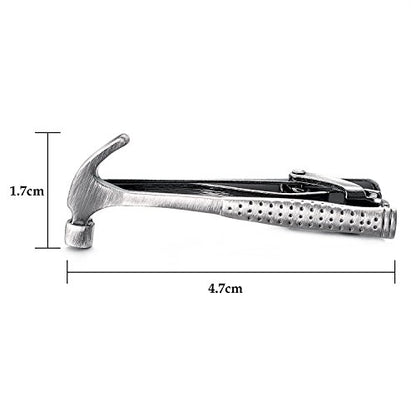 Yoursfs Electrician Tie Bar For Men Cool Tool Tie Clip 316L Stainless Steel Silver Nail Novelty Construction Tie Clips Jewelry - style: Hammer Tie Clips