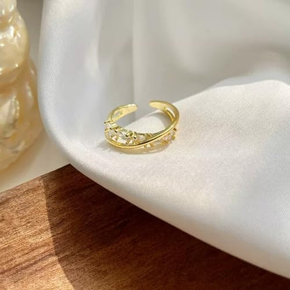 1 Piece Gold Colombian Crystal Adjustable Open Ring, Boho Style for Parties, Weddings, Casual Wear & Gift for Women