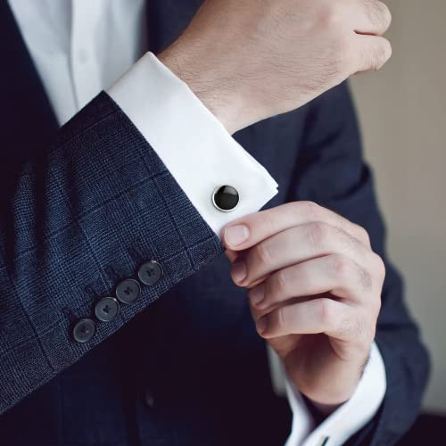 Men's Cufflinks & Tuxedo Studs Set - 316L Stainless Steel Formal Wedding Jewelry, Groomsmen Gift Set with Gift Box - color: 6pcs white