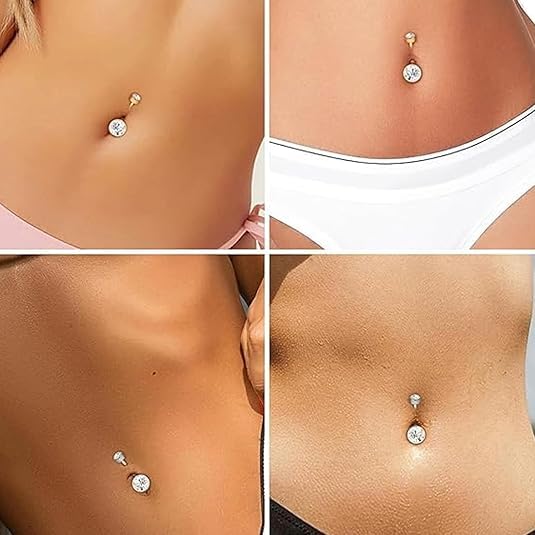 9 Pcs Pearl Belly Button Ring, Gold Belly Rings for Women | CZ Crystal Pearl Opal Belly Piercing Jewelry Surgical Stainless Steel Navel Piercing Rings Curved Barbells for Daily Wear