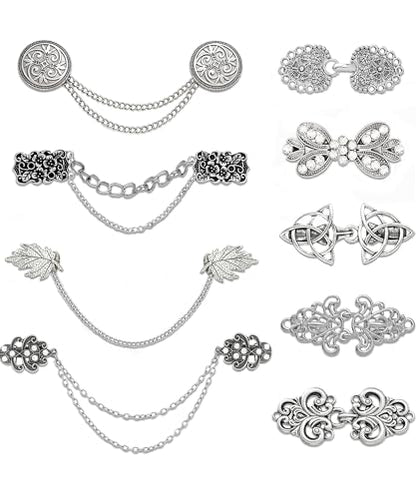 Vintage Sweater Cardigan Shawl Chain Clips Swirl Cape Cloak Collar Clasp Pin Retro Shirt Dress Lapel Brooch Pins Rose Flower Leaf Pearl Heart Rhinestone Renaissance Brooch Clip For Women Men - style: Retro