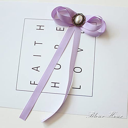 FASELE JKQBUX Women's Brooch Pin pearl Jk preppy style Pre Neck Tie Wedding Party Bow for Women Student Bow Tie accessory - color: Light Purple