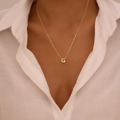 Initial Necklaces for Women Bubble Gold Silver Letter Necklace Dainty Personalized Charm Pendant Name Necklace Cute Non Tarnish Fashion Accessories Teen Gift Trendy Stuff Jewelry Gifts - color: Gold, style: G