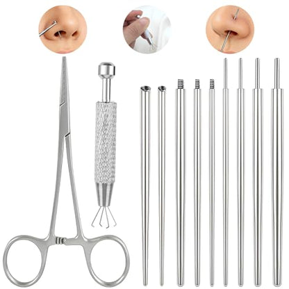 Piercing Taper Ball Grabber Tool Stainless Steel Nose Ear Piercing Kits | Nose Septum Eyebow Helix Conch Tragus Daith Piercing Jewelry Changing Tool,14G 16G 18G 20G Flat Back Earrings Applicator Tool - style: Piercing Taper(14G 16G 18G 20G)+Ball Grabber T
