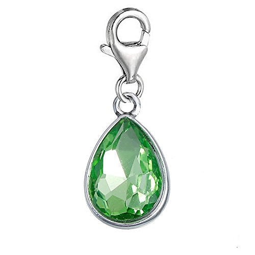 Sexy Sparkles Dangling lobster clasp charms for bracelets - color: Light Green - August