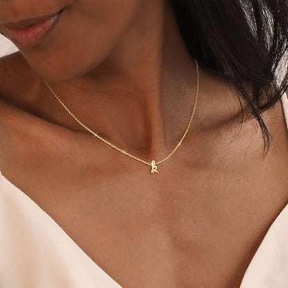 Initial Necklaces for Women Trendy, Dainty Gold Letter Necklace Tiny A-Z Pendant, 14K Gold Plated Cute Personalized Name Chain Fashion Accessories Gold Jewelry Birthday Gifts for Her - color: k