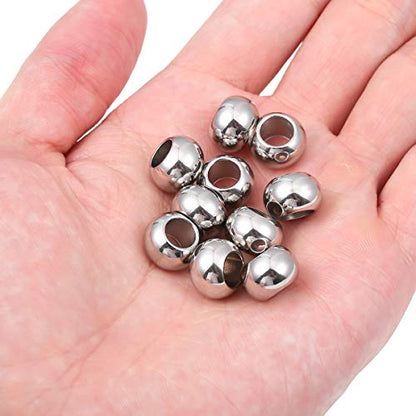 Stainless Steel Spacer Beads 12x8mm Round Loose Charm Caps Beads for DIY Jewelry Making 10pcs with 6.5mm Hole - color: 12x8mm 6.5mm