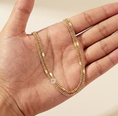 Stainless Steel Chain Ankle Bracelet for Women Adjustable Waterproof Anklet - color: Gold / Double Layer Fine Curb