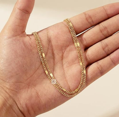 Stainless Steel Chain Ankle Bracelet for Women Adjustable Waterproof Anklet - color: Gold / Double Layer Fine Curb