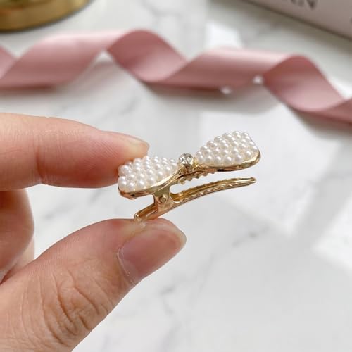 10PCS Cute Bow Hair Clips for Women Girls,Pearl & Rhinestone Bow Barrettes, Sweet Heart Shape Hair Pins,Sparkly Glitter Hair Accessories for Wedding Party Daily Wear