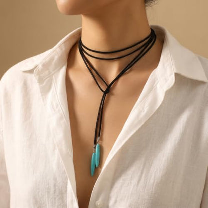 Red Choker Necklace for Women, Gothic Bow Velvet Choker, Sexy Long Wrap Rope Collar Tie Neck Chain with Gold Tube, Red Bow Tie Necklace Neck Accessories for Party Prom - color: Black, Brown