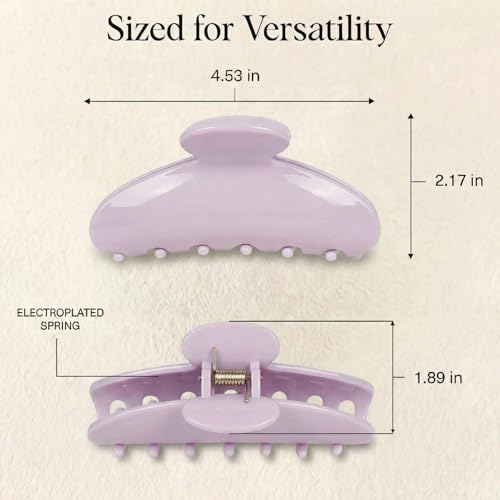 4Pcs Large Claw Hair Clips for Women, 4-Inch Durable Hair Claw Clips Smooth & Easy to Wear|No Snagging & a Secure Grip, Fashion Hair Accessories for Thin & Medium Thick Hair(Purple Pink Blue Begie) - color: Group 3