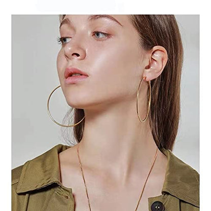 90mm(3.5'') Large Circle Endless Hoop Earrings Extra Big Round Huggie Hoops Statement Earring Minimalist Hooped Christmas Jewelry for Women - color: Gold