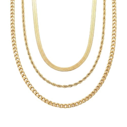 9-Piece Gold Tone Layered Chain Necklace Set for Women, Versatile Stackable Necklaces with Vertical Bar/Herringbone/Padlock Coin Charms, Trendy Boho Jewelry - style: TZJ-003359