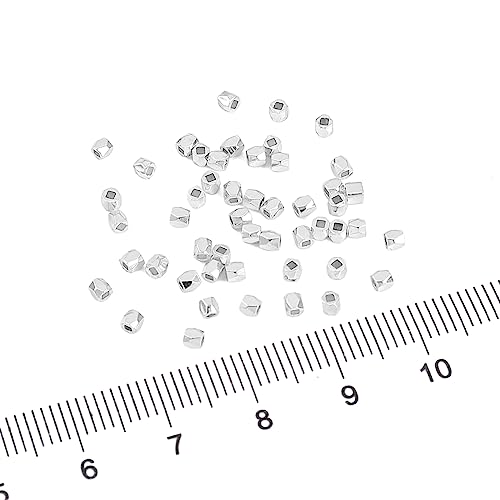 Silver Plated Faceted Spacer Beads 2x2mm 50pcs for Jewelry Making Findings Non Tarnish - color: Silver, size: 2x2mm Faceted