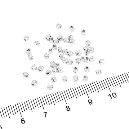 Silver Plated Faceted Spacer Beads 2x2mm 50pcs for Jewelry Making Findings Non Tarnish - color: Silver, size: 2x2mm Faceted