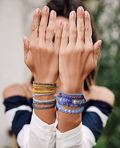Noessla Beaded Boho Stretch Bracelet Colorful Stackable Crystal Beads Bracelets Trendy Costume Jewelry Mothers Day Gifts for Women - color: 21-Sapphire