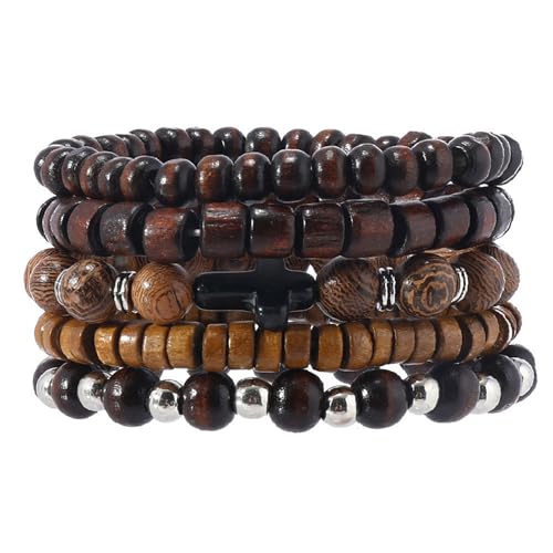 Wood Bead Necklace Africa Wooden Chain Statement Unisex Chunky Necklaces - color: 5 Wooden bracelet