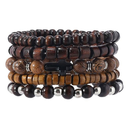 Wood Bead Necklace Africa Wooden Chain Statement Unisex Chunky Necklaces - color: 5 Wooden bracelet