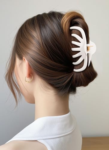 4 Pack Silicone Flexible Hair Claw Clips - Nonslip Large Bendable Soft Claw Clip for Women, Silicone Hair Clips Hair Accessories - color: White+Black+Coffee+Dark red