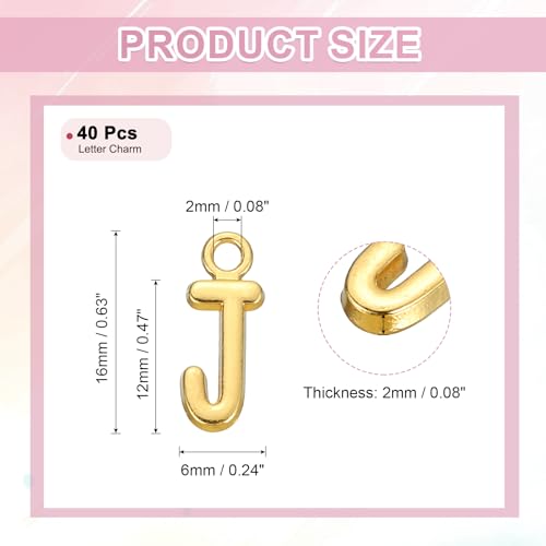 uxcell Letter Charm, Alloy Letter Initial Alphabet Charm for DIY Craft Jewelry Making Bracelets Earrings Necklace - color: Gold - J