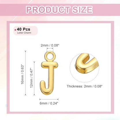 uxcell Letter Charm, Alloy Letter Initial Alphabet Charm for DIY Craft Jewelry Making Bracelets Earrings Necklace - color: Gold - J