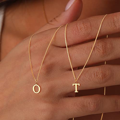 Foxgirl Gold Initial Necklaces for Women, Dainty Gold Letter Necklace Tiny A-Z Pendant Choker Necklace Trendy Cute Personalized Monogram Name Necklace Gold Jewelry Necklace for Women Gift | Tiny Letter Pendant on a Dainty Choker Chain, Personalized Everyd