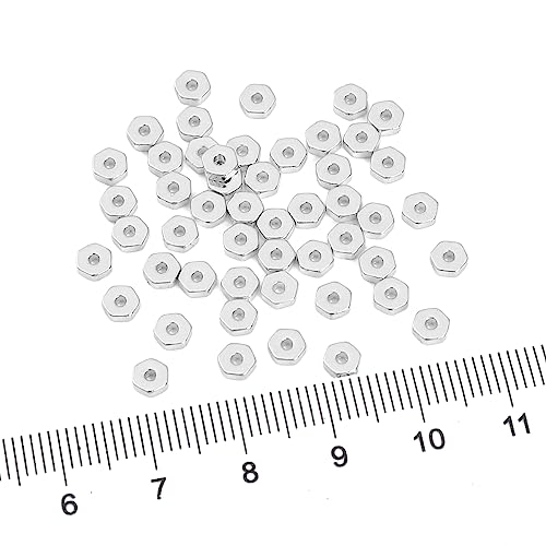 Silver Plated Hexagon Spacer Beads 4x1.5mm 50pcs for Jewelry Making Findings Non Tarnish - color: Silver, size: 4x1.5mm Hexagon