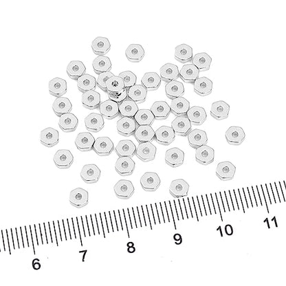 Silver Plated Hexagon Spacer Beads 4x1.5mm 50pcs for Jewelry Making Findings Non Tarnish - color: Silver, size: 4x1.5mm Hexagon