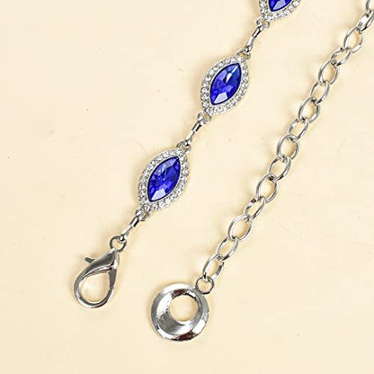 ILuvatar Green Glass Diamond Chain Belt - Metal Women's Western Style Dress Belt - color: Silver-dp