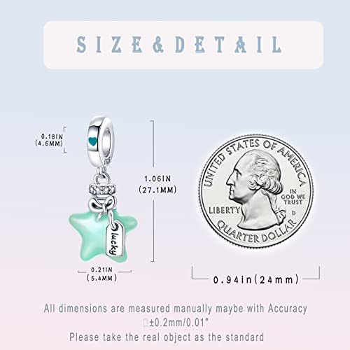 LNQOBU 925 Sterling Silver Charms Color-changing Chameleon Dangle Charm Beads Glow in the Dark Charme fits Pandora Bracelets and Necklace Jewelry Gift for Women - style: E-Glow in the dark Blue Stars Charms