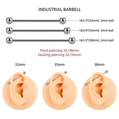 14G ASTM F136 Titanium Straight Barbell Rings for Nipple/Tongue/Dimply/Industrial - Internally Threaded Hypoallergenic Body Piercing Jewelry Gift for Women & Men, Nickel Free, Lead-Free - color: 14G(1.6mm), 5/8"(16mm), 5mm top