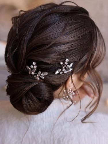 JAKAWIN Bridal Hair Pins Silver Rhinestone Wedding Hair Accessories Crystal Hair Jewelry for Women HP130 (Silver) - color: 1 Silver