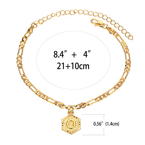 kelistom Initial Ankle Bracelets for Women Men, 18K Gold Plated Figaro Cuban Link Anklet Bracelet for Women Custom Name Gold Anklet with Initials