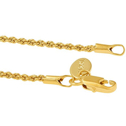 LIFETIME JEWELRY 1mm Rope Chain Bracelet for Women Men Teen 24k Real Gold Plated - color: Gold, size: 8 inches