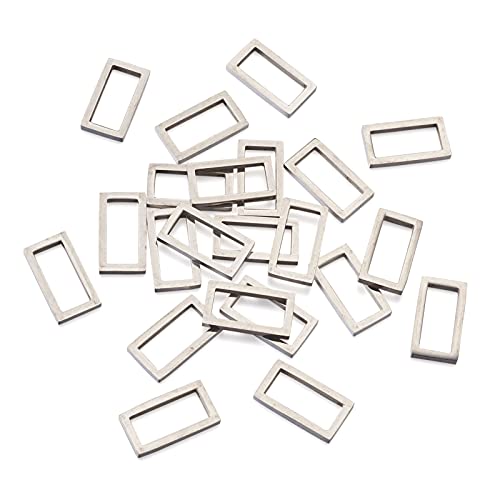 30Pcs Rectangle Linking Charms Hollow Frame Charms Stainless Steel Linking Rings Hollow Metal Pendant Frames Connectors for Earrings Bracelet Necklace Jewelry Making - color: Antique Silver