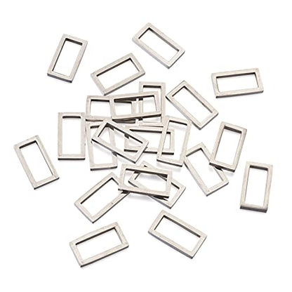 30Pcs Rectangle Linking Charms Hollow Frame Charms Stainless Steel Linking Rings Hollow Metal Pendant Frames Connectors for Earrings Bracelet Necklace Jewelry Making - color: Antique Silver